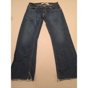 Levis 542 Low Straight Jeans Womens 12M Blue Denim Raw Hem 0933
